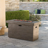 Custer Outdoor Rectangular Fire Pit, Brown Noble House