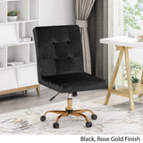 Centennial Glam Tufted Home Office Chair with Swivel Base, Black and Rose Gold Finish Noble House
