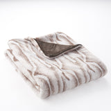Oceanview Faux Fur Throw Blanket, Patterned Light Brown Noble House