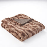 Trinima Faux Fur Throw Blanket, Light Brown Noble House