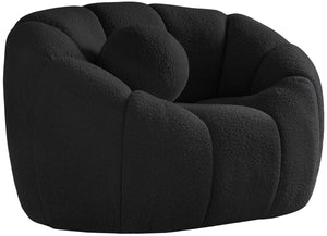 Elijah Boucle Fabric / Engineered Wood / Foam Contemporary Black Boucle Fabric Chair - 49" W x 34" D x 31" H