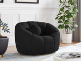 Elijah Boucle Fabric / Engineered Wood / Foam Contemporary Black Boucle Fabric Chair - 49" W x 34" D x 31" H