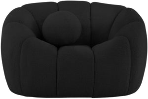 Elijah Boucle Fabric / Engineered Wood / Foam Contemporary Black Boucle Fabric Chair - 49" W x 34" D x 31" H