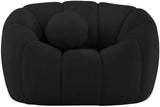 Elijah Boucle Fabric / Engineered Wood / Foam Contemporary Black Boucle Fabric Chair - 49" W x 34" D x 31" H