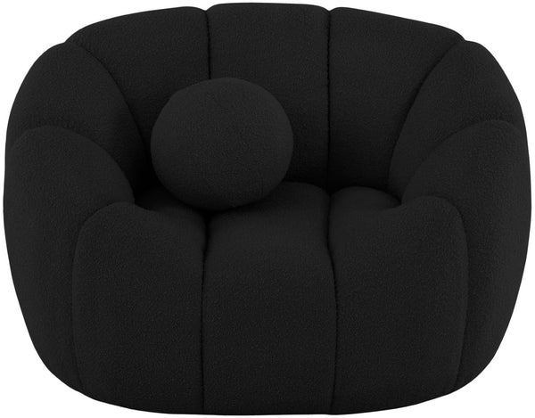 Elijah Boucle Fabric / Engineered Wood / Foam Contemporary Black Boucle Fabric Chair - 49" W x 34" D x 31" H