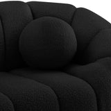 Elijah Boucle Fabric / Engineered Wood / Foam Contemporary Black Boucle Fabric Chair - 49" W x 34" D x 31" H