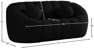 Elijah Boucle Fabric / Engineered Wood / Foam Contemporary Black Boucle Fabric Loveseat - 71" W x 34" D x 31" H