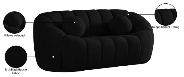 Elijah Boucle Fabric / Engineered Wood / Foam Contemporary Black Boucle Fabric Loveseat - 71" W x 34" D x 31" H