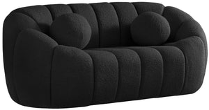 Elijah Boucle Fabric / Engineered Wood / Foam Contemporary Black Boucle Fabric Loveseat - 71" W x 34" D x 31" H