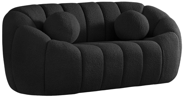 Elijah Boucle Fabric / Engineered Wood / Foam Contemporary Black Boucle Fabric Loveseat - 71" W x 34" D x 31" H