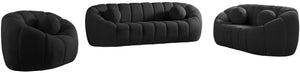 Elijah Boucle Fabric / Engineered Wood / Foam Contemporary Black Boucle Fabric Loveseat - 71" W x 34" D x 31" H