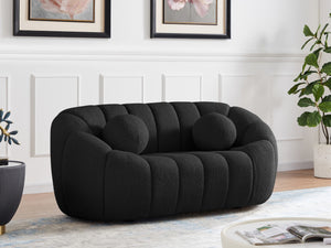 Elijah Boucle Fabric / Engineered Wood / Foam Contemporary Black Boucle Fabric Loveseat - 71" W x 34" D x 31" H