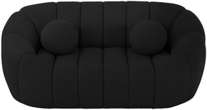 Elijah Boucle Fabric / Engineered Wood / Foam Contemporary Black Boucle Fabric Loveseat - 71" W x 34" D x 31" H