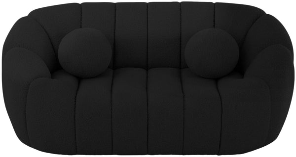 Elijah Boucle Fabric / Engineered Wood / Foam Contemporary Black Boucle Fabric Loveseat - 71" W x 34" D x 31" H