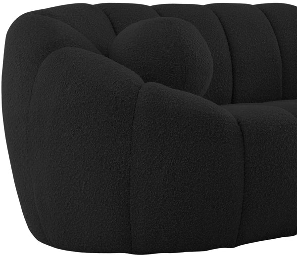Elijah Boucle Fabric / Engineered Wood / Foam Contemporary Black Boucle Fabric Loveseat - 71" W x 34" D x 31" H