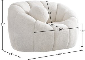 Elijah Boucle Fabric / Engineered Wood / Foam Contemporary Cream Boucle Fabric Chair - 49" W x 34" D x 31" H