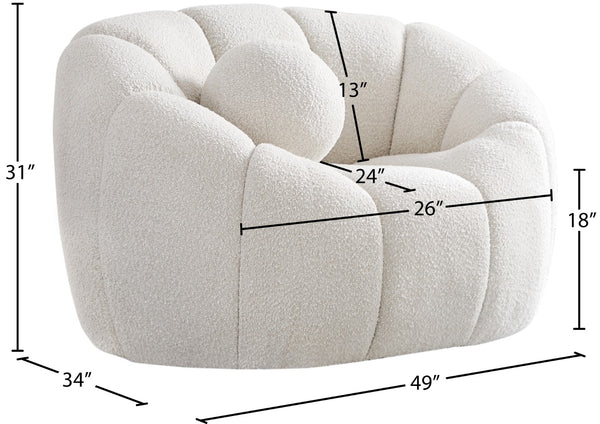 Elijah Boucle Fabric / Engineered Wood / Foam Contemporary Cream Boucle Fabric Chair - 49" W x 34" D x 31" H