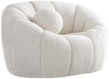 Elijah Boucle Fabric / Engineered Wood / Foam Contemporary Cream Boucle Fabric Chair - 49" W x 34" D x 31" H