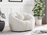 Elijah Boucle Fabric / Engineered Wood / Foam Contemporary Cream Boucle Fabric Chair - 49" W x 34" D x 31" H