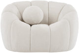 Elijah Boucle Fabric / Engineered Wood / Foam Contemporary Cream Boucle Fabric Chair - 49" W x 34" D x 31" H