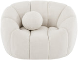 Elijah Boucle Fabric / Engineered Wood / Foam Contemporary Cream Boucle Fabric Chair - 49" W x 34" D x 31" H