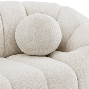 Elijah Boucle Fabric / Engineered Wood / Foam Contemporary Cream Boucle Fabric Chair - 49" W x 34" D x 31" H