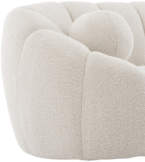 Elijah Boucle Fabric / Engineered Wood / Foam Contemporary Cream Boucle Fabric Chair - 49" W x 34" D x 31" H
