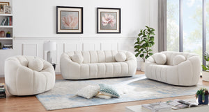 Elijah Boucle Fabric / Engineered Wood / Foam Contemporary Cream Boucle Fabric Loveseat - 71" W x 34" D x 31" H