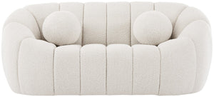 Elijah Boucle Fabric / Engineered Wood / Foam Contemporary Cream Boucle Fabric Loveseat - 71" W x 34" D x 31" H