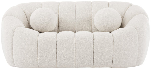Elijah Boucle Fabric / Engineered Wood / Foam Contemporary Cream Boucle Fabric Loveseat - 71" W x 34" D x 31" H
