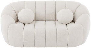 Elijah Boucle Fabric / Engineered Wood / Foam Contemporary Cream Boucle Fabric Loveseat - 71" W x 34" D x 31" H