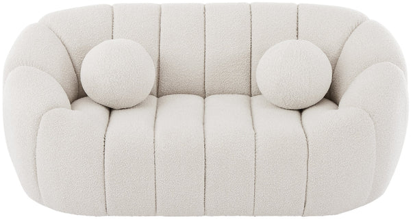 Elijah Boucle Fabric / Engineered Wood / Foam Contemporary Cream Boucle Fabric Loveseat - 71" W x 34" D x 31" H