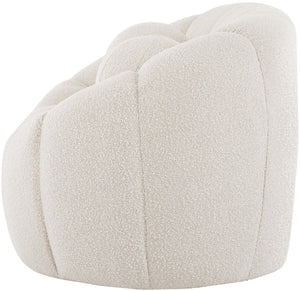 Elijah Boucle Fabric / Engineered Wood / Foam Contemporary Cream Boucle Fabric Loveseat - 71" W x 34" D x 31" H