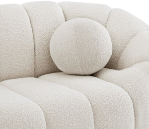 Elijah Boucle Fabric / Engineered Wood / Foam Contemporary Cream Boucle Fabric Loveseat - 71" W x 34" D x 31" H