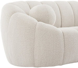 Elijah Boucle Fabric / Engineered Wood / Foam Contemporary Cream Boucle Fabric Loveseat - 71" W x 34" D x 31" H