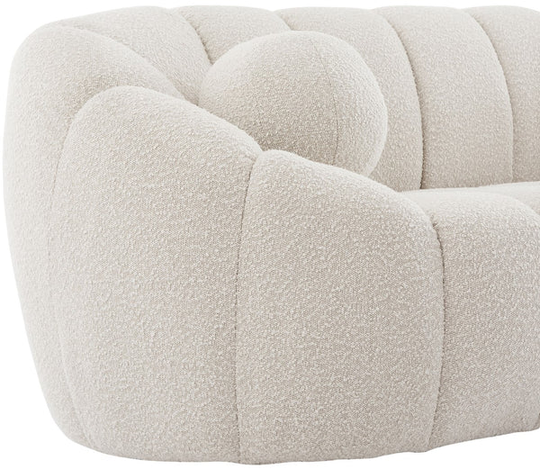 Elijah Boucle Fabric / Engineered Wood / Foam Contemporary Cream Boucle Fabric Loveseat - 71" W x 34" D x 31" H