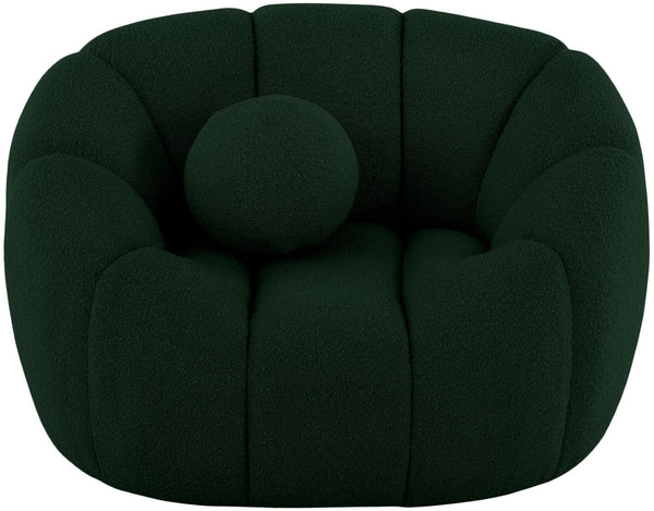 Elijah Boucle Fabric / Engineered Wood / Foam Contemporary Green Boucle Fabric Chair - 49" W x 34" D x 31" H