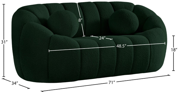 Elijah Boucle Fabric / Engineered Wood / Foam Contemporary Green Boucle Fabric Loveseat - 71" W x 34" D x 31" H