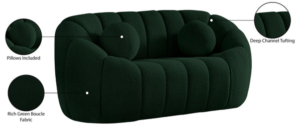 Elijah Boucle Fabric / Engineered Wood / Foam Contemporary Green Boucle Fabric Loveseat - 71" W x 34" D x 31" H