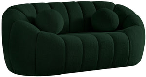 Elijah Boucle Fabric / Engineered Wood / Foam Contemporary Green Boucle Fabric Loveseat - 71" W x 34" D x 31" H