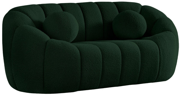 Elijah Boucle Fabric / Engineered Wood / Foam Contemporary Green Boucle Fabric Loveseat - 71" W x 34" D x 31" H