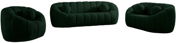 Elijah Boucle Fabric / Engineered Wood / Foam Contemporary Green Boucle Fabric Loveseat - 71" W x 34" D x 31" H