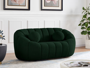 Elijah Boucle Fabric / Engineered Wood / Foam Contemporary Green Boucle Fabric Loveseat - 71" W x 34" D x 31" H