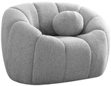 Elijah Boucle Fabric / Engineered Wood / Foam Contemporary Grey Boucle Fabric Chair - 49" W x 34" D x 31" H