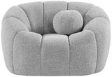 Elijah Boucle Fabric / Engineered Wood / Foam Contemporary Grey Boucle Fabric Chair - 49" W x 34" D x 31" H