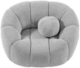 Elijah Boucle Fabric / Engineered Wood / Foam Contemporary Grey Boucle Fabric Chair - 49" W x 34" D x 31" H