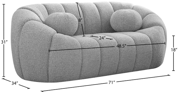 Elijah Boucle Fabric / Engineered Wood / Foam Contemporary Grey Boucle Fabric Loveseat - 71" W x 34" D x 31" H