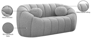 Elijah Boucle Fabric / Engineered Wood / Foam Contemporary Grey Boucle Fabric Loveseat - 71" W x 34" D x 31" H