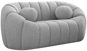 Elijah Boucle Fabric / Engineered Wood / Foam Contemporary Grey Boucle Fabric Loveseat - 71" W x 34" D x 31" H