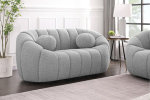 Elijah Boucle Fabric / Engineered Wood / Foam Contemporary Grey Boucle Fabric Loveseat - 71" W x 34" D x 31" H